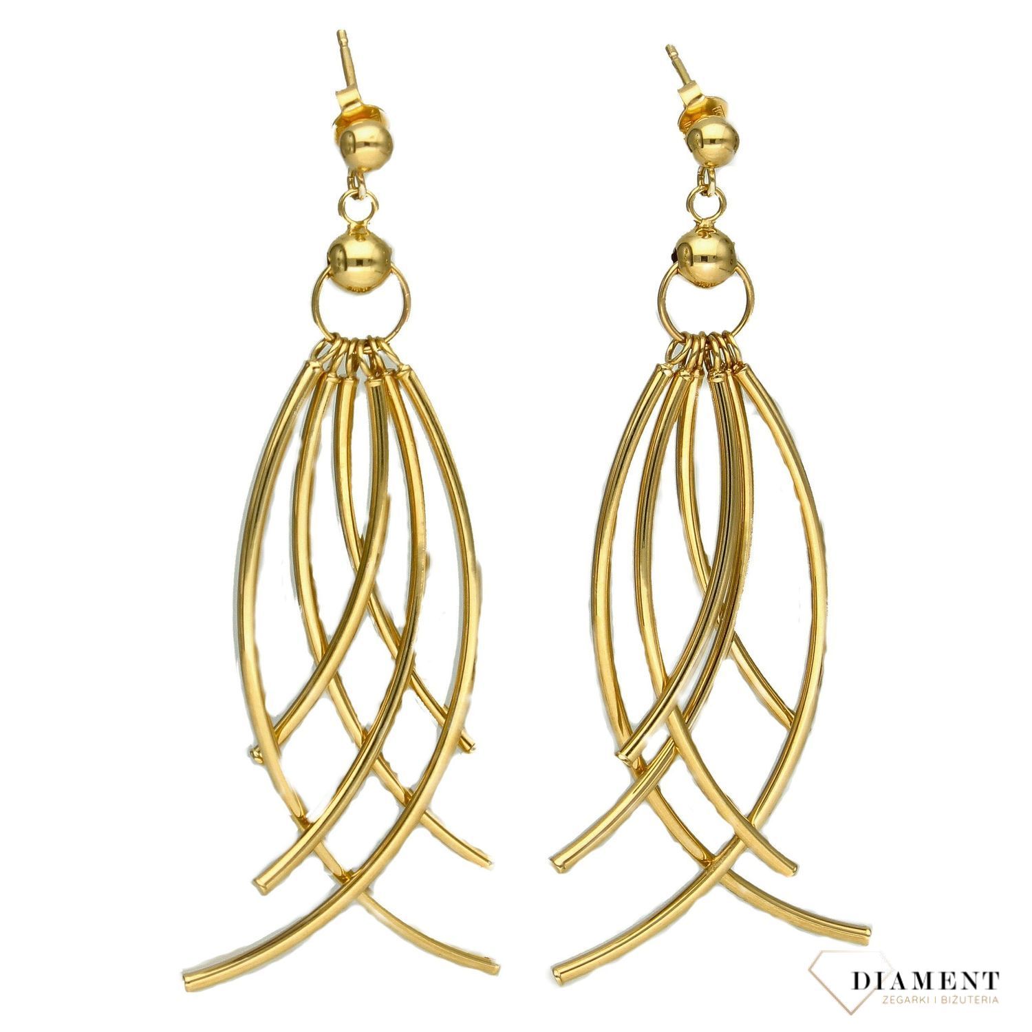 Złote kolczyki wiszące 585 pawie pióra D0LB9VI-53-Y OR204623.jpg